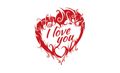 The heart and the inscription I love you. Vector Valentine card