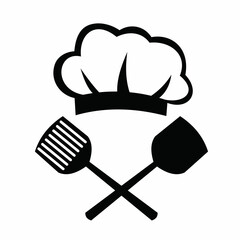 chef hat black and white vector design. suitable for restaurant logo
