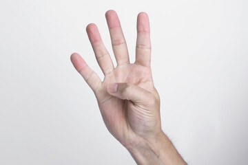 Gesto de una mano haciendo el numero cuatro