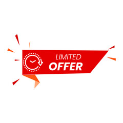 Orange limited offer with clock for promotion, banner, price. Label countdown of time for offer sale or exclusive deal stock illustration