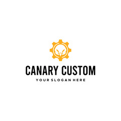 minimalist CANNARY CUSTOM gear bird logo design