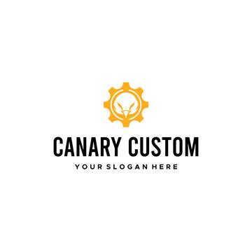 Minimalist CANNARY CUSTOM Gear Bird Logo Design