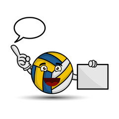 Volleyball Cartoon character with board. illustration flat style. design template vector