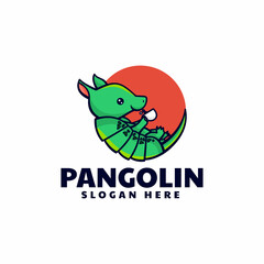 Vector Logo Illustration Pangolin Simple Mascot Style.