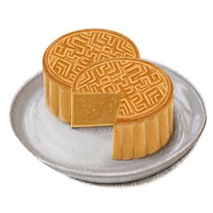 Mooncake sweet dessert in mid autumn festival illustration 