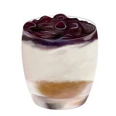 A cup of Blueberry cheese pie illustration 