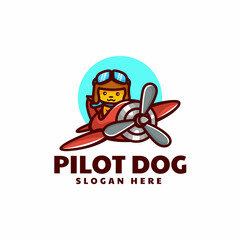Vector Logo Illustration Pilot Dog Mascot Cartoon Style.