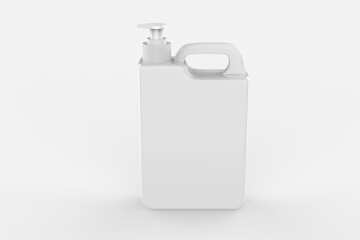 Plastic Jerrycan Oil, Cleanser, Detergent, Abstergent, Liquid Soap, Milk, Juice isolated On White Background. 3d illustration