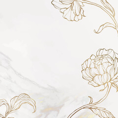 Gold leaves outline on marble background vector
