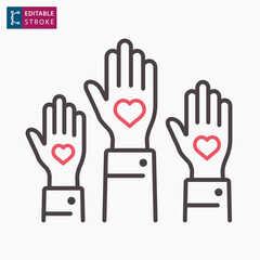 Obraz premium Volunteer line icon on white background. Editable stroke.