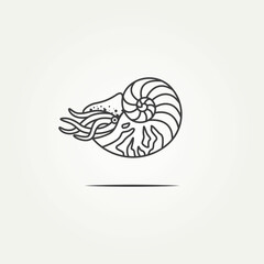 isolated nautilus ocean shell minimalist line art logo icon template vector illustration design. simple modern seashell, marine, animal logo concept - obrazy, fototapety, plakaty