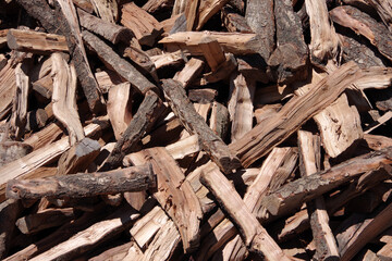 Full frame close-up view of a pile of firewood