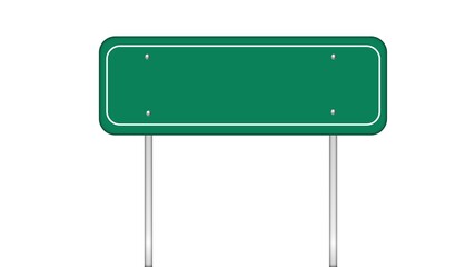 Blank green rectangle road sign