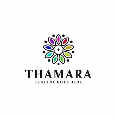 Yoga Logo Design with Flower Lotus Ornament Symbol