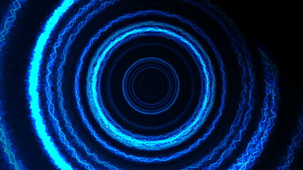 Bright blue electrical neon circles abstract futuristic background