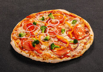 Vegetarian pizza with vegetables and cheese