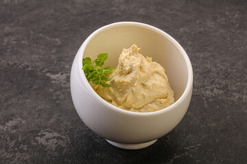 Vegan food - hummus with olive oil