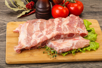 Raw pork ribs for cooking