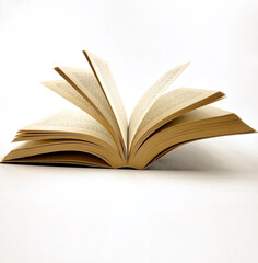 open old book shadow isolated on white background
