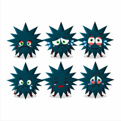 Biohazard virus cartoon character with sad expression