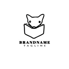 bookworm logo cartoon icon design template black cute vector illustration