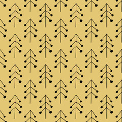 Christmas trees seamless pattern hand drawn doodle. vector, scandinavian, nordic, minimalism. textiles, wrapping paper, wallpaper. winter, forest, christmas.