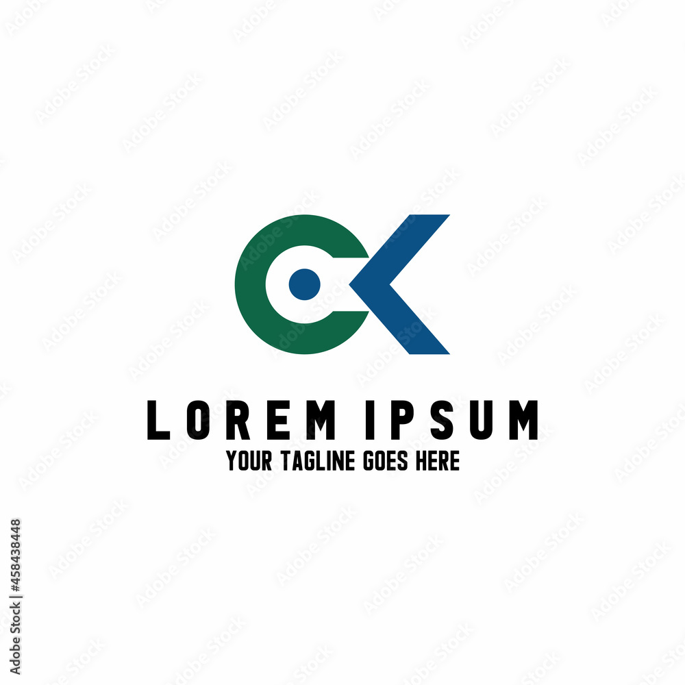 Poster simple and unique letter or word ck cutting font image graphic icon logo design abstract concept vec