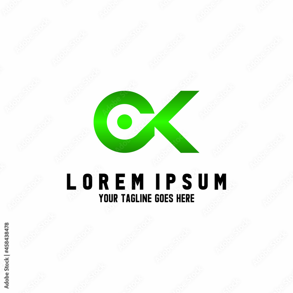 Poster simple and unique letter or word ck connected font image graphic icon logo design abstract concept v