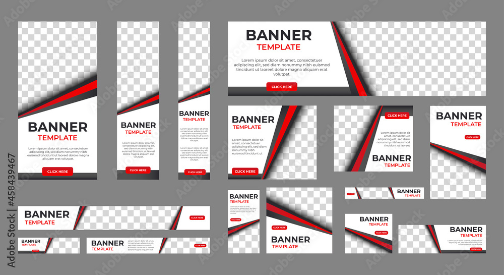 Poster business white banner design web template set, horizontal header web banner. modern cover header bac