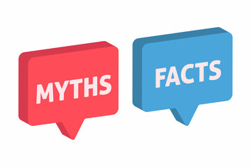 Myths facts. Speech bubble icons. Vector illustration on white background.