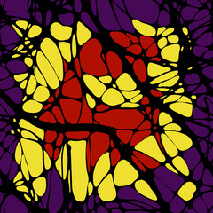 Seamless pattern with abstract patterns, lines. Neuro graphics. Black lines on an abstract multicolored background. Vector illustration