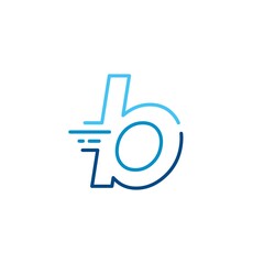 b letter dash lowercase tech digital fast quick delivery movement line outline monoline blue logo vector icon illustration
