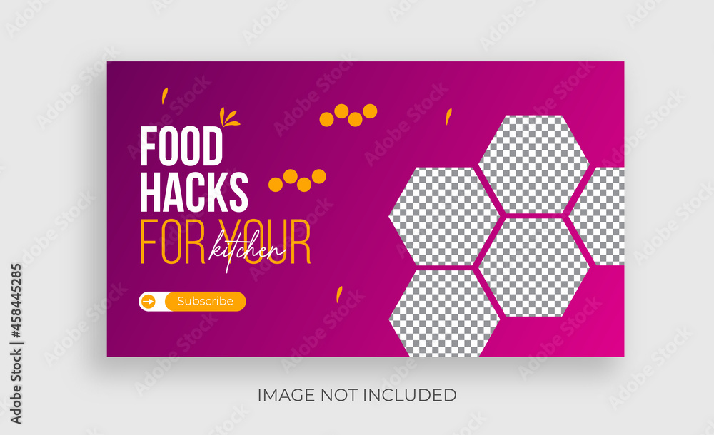 Wall mural food hacks youtube thumbnail template