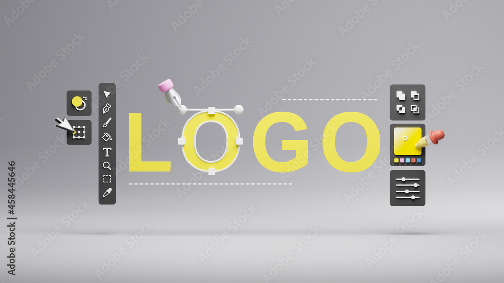 Fototapete graphic designer creative creator design logo artwork curve pen tool illustration equipment icons di