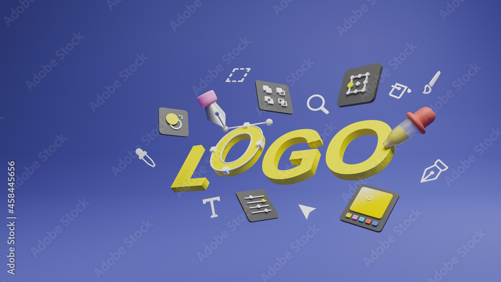 Fototapete graphic designer creative creator design logo artwork curve pen tool illustration equipment icons di