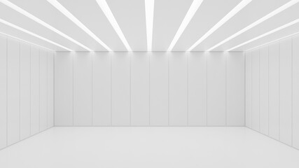 White clean empty architecture interior space room studio background wall display products minimalistic. 3d rendering.