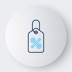 Line Discount percent tag icon isolated on white background. Shopping tag sign. Special offer sign. Discount coupons symbol. Colorful outline concept. Vector