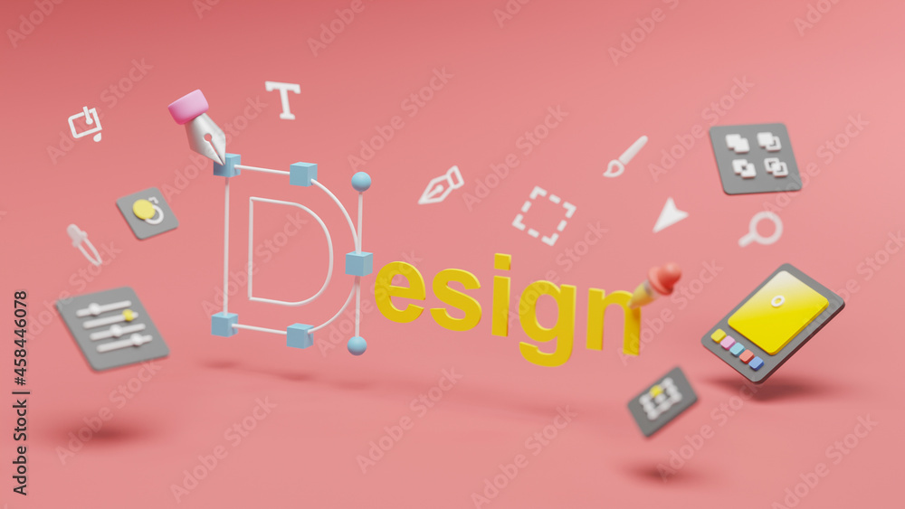 Fototapete graphic designer creative creator design logo artwork curve pen tool illustration equipment icons di