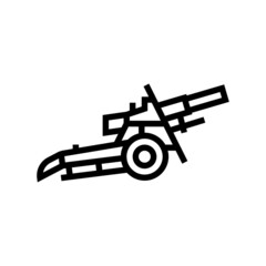 artillery war weapon line icon vector. artillery war weapon sign. isolated contour symbol black illustration