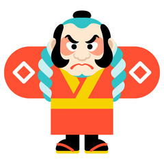 日本のお正月イメージイラスト素材_奴凧、凧揚げ