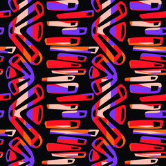 Exotic seamless tropical pattern.Textile ink brush strokes design in doodle grunge texture style.Unique scrapes, watercolor blotted background for a logo, cards, invitations, posters, banners.