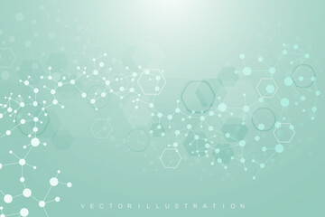 Modern futuristic background of the scientific hexagonal pattern. Virtual abstract background with particle, molecule structure for medical, technology, chemistry, science. Social network vector