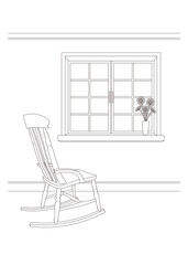 インテリアの線画ベクターイラスト.