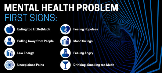 Mental Health Problem First Signs Illustration