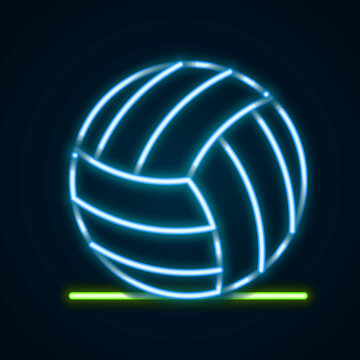 Glowing neon line Volleyball ball icon isolated on black background. Sport equipment. Colorful outline concept. Vector