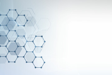 Hexagonal abstract background. Big Data Visualization. Global network connection. Medical, technology, science background. Vector illustration.