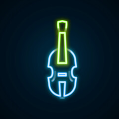 Glowing neon line Violin icon isolated on black background. Musical instrument. Colorful outline concept. Vector