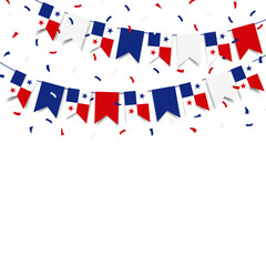 Obraz premium Vector Illustration of Panama Independence Day. Garland with the flag of Panama on a white background. 