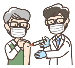 注射を受ける男性