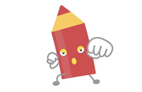 recommend clip art: かわいい赤ペンのキャラクターが戦っているベクターイラスト